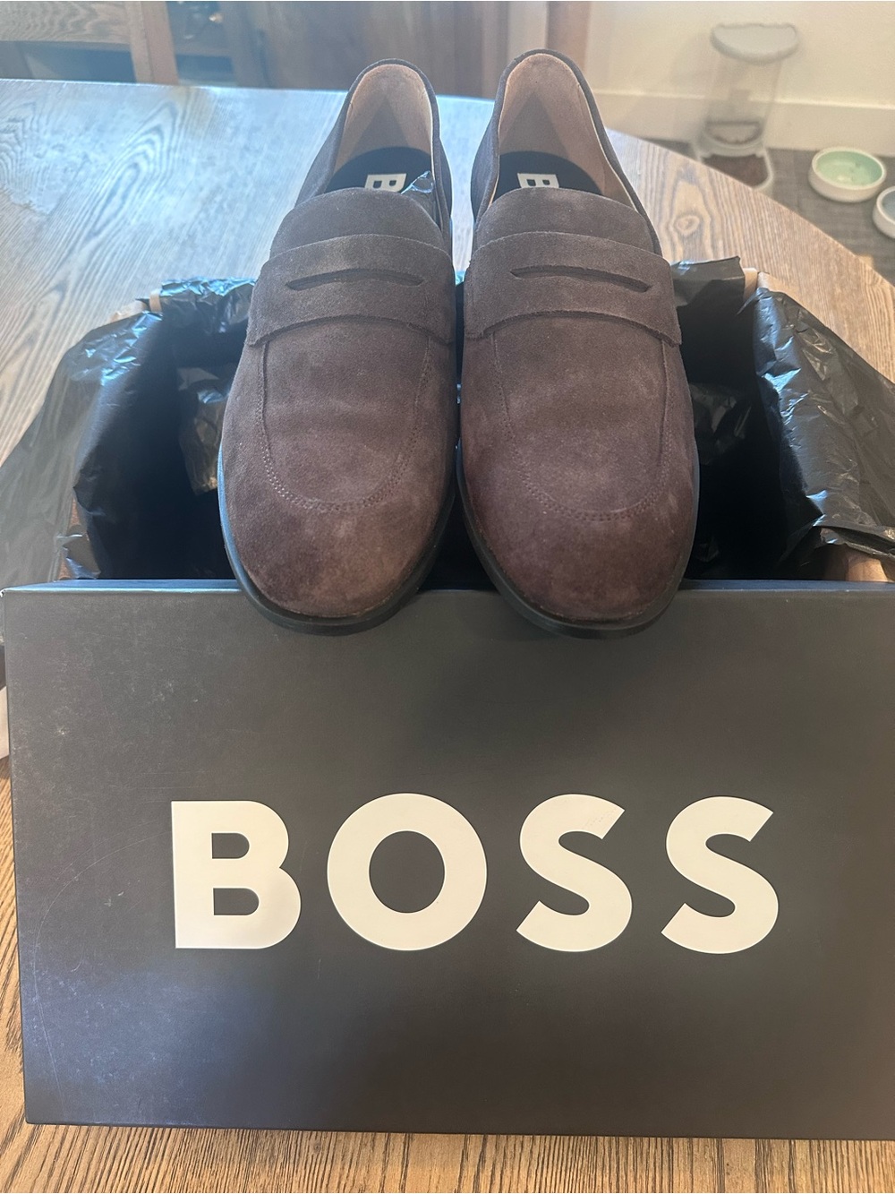 Boss Brown Suede Penny Loafers